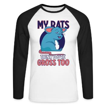Rat Rodent Pet Rat Owners Domestic Rat - Unisex Baseballshirt langarm - Weiß/Schwarz - Vorne - Nik (191cm)