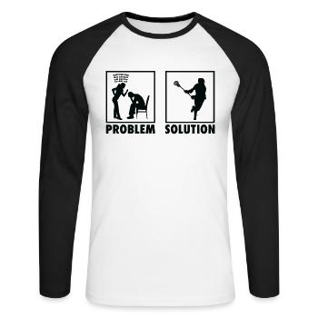 Lacrosse Lacrosse Players Statement Problem - Unisex Baseballshirt langarm - Weiß/Schwarz - Vorne - Nik (191cm)