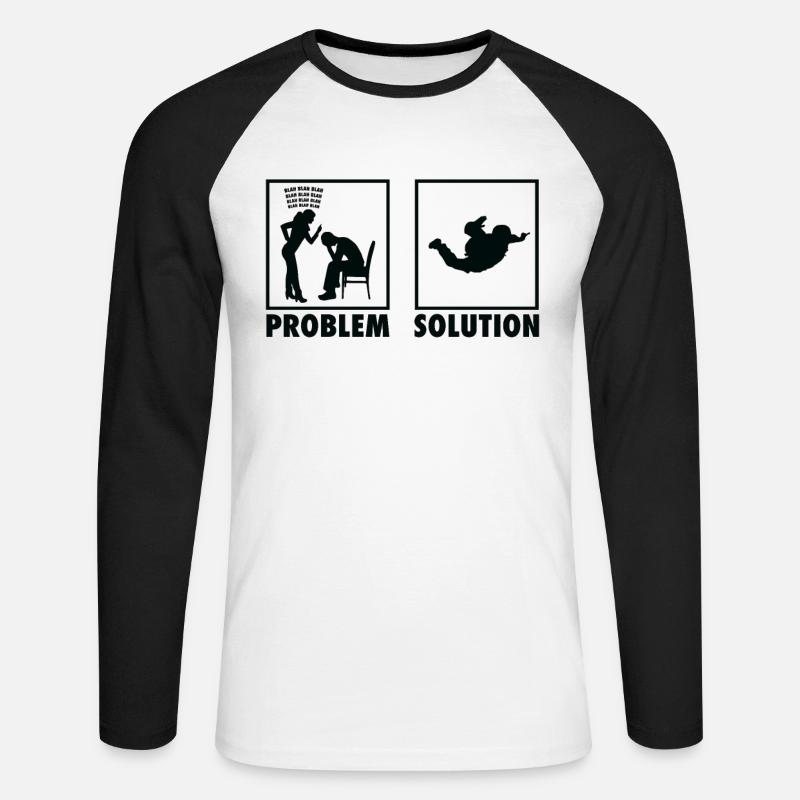 Skydiving Skydivers Statement Problem Solution. - Unisex Long Sleeve Baseball T-Shirt - white/black