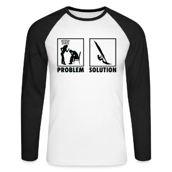 Windsurfing Windsurfer Statement Problem Solution. - Unisex Baseballshirt langarm - Weiß/Schwarz - Vorne - Nik (191cm)