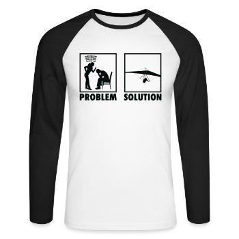 Paragliding Paragliders Statement Problem - Unisex Baseballshirt langarm - Weiß/Schwarz - Vorne - Nik (191cm)