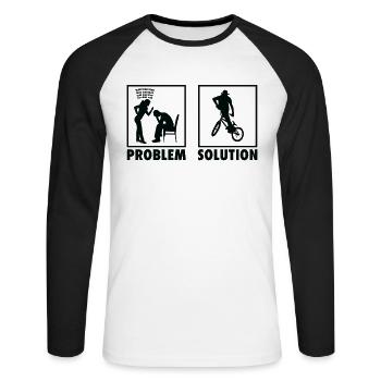 BMX Bikers Statement Problem Solution. - Unisex Baseballshirt langarm - Weiß/Schwarz - Vorne - Nik (191cm)