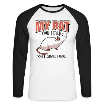 Rat Rodent Rat Lovers Mouse Pet - Unisex Baseballshirt langarm - Weiß/Schwarz - Vorne - Nik (191cm)