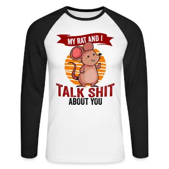 Rat Rodent Rat Lovers Mouse Pet - Unisex Baseballshirt langarm - Weiß/Schwarz - Vorne - Nik (191cm)