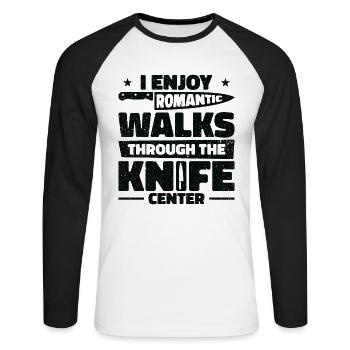 Knifemaking Knife Making Bladesmith Smithing Knife - Unisex Long Sleeve Baseball T-Shirt - white/black - Front - Nik (191cm)