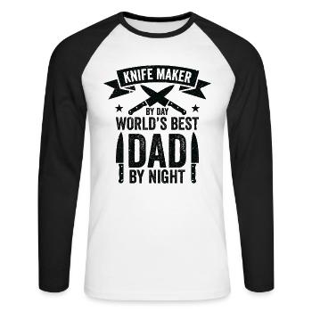 Couteau Auto Forgeron Damascus Steel - T-shirt baseball manches longues Homme - blanc/noir - Devant - Nik (191cm)