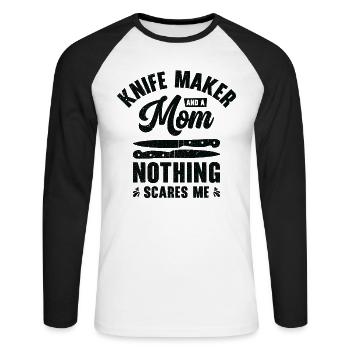 Knifemaking Knife Making Bladesmith Smithing Knife - Unisex Long Sleeve Baseball T-Shirt - white/black - Front - Nik (191cm)