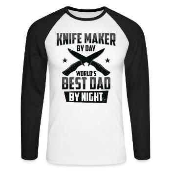 Knifemaking Knife Making Bladesmith Smithing Knife - Unisex Long Sleeve Baseball T-Shirt - white/black - Front - Nik (191cm)