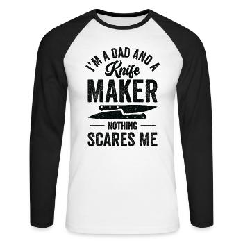 Couteau Auto Forgeron Damascus Steel - T-shirt baseball manches longues Homme - blanc/noir - Devant - Nik (191cm)