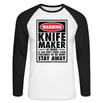 Messer Selbst Schmieden Damast Stahl Schmied - Unisex Baseballshirt langarm - Weiß/Schwarz - Vorne - Nik (191cm)