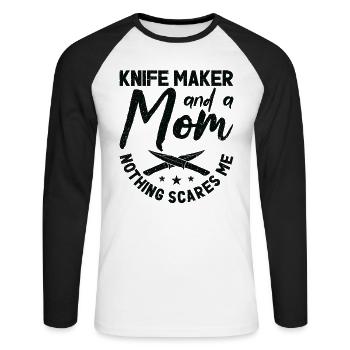 Knifemaking Knife Making Bladesmith Smithing Knife - Unisex Long Sleeve Baseball T-Shirt - white/black - Front - Nik (191cm)
