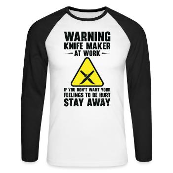 Knifemaking Knife Making Bladesmith Smithing Knife - Unisex Long Sleeve Baseball T-Shirt - white/black - Front - Nik (191cm)