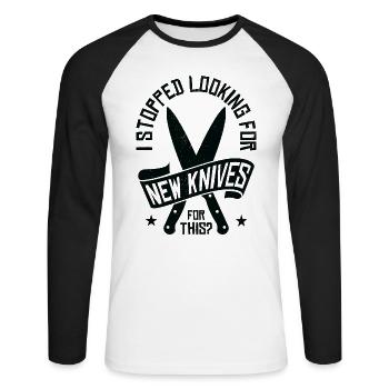 Knifemaking Knife Making Bladesmith Smithing - Unisex Long Sleeve Baseball T-Shirt - white/black - Front - Nik (191cm)