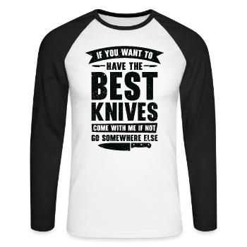 Knifemaking Knife Making Bladesmith Smithing - Unisex Long Sleeve Baseball T-Shirt - white/black - Front - Nik (191cm)