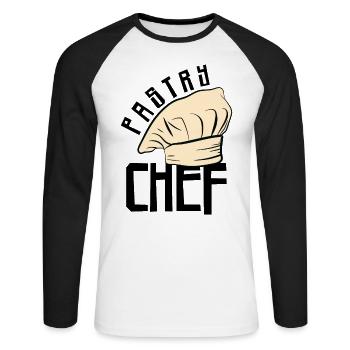 Pastry Chef Skull Baking Pastry Baked Goods - Unisex Long Sleeve Baseball T-Shirt - white/black - Front - Nik (191cm)