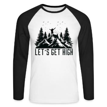 Let's Get High Wandern Berge Wanderer Outdoor Sort - Unisex Baseballshirt langarm - Weiß/Schwarz - Vorne - Nik (191cm)