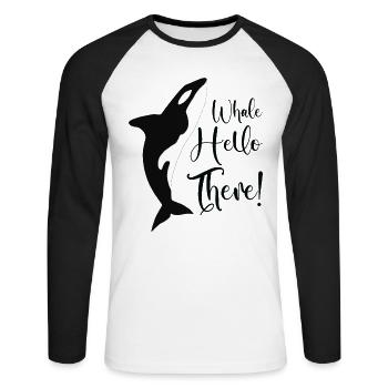 Whale Hello There Orca Marine Biologist - Unisex Long Sleeve Baseball T-Shirt - white/black - Front - Nik (191cm)