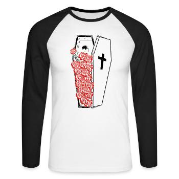 Gothic Skull Roses Death Grave Aesthetic Dark - Unisex Baseballshirt langarm - Weiß/Schwarz - Vorne - Nik (191cm)