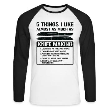 Messer Selbst Schmieden Damast Stahl Schmied - Unisex Baseballshirt langarm - Weiß/Schwarz - Vorne - Nik (191cm)