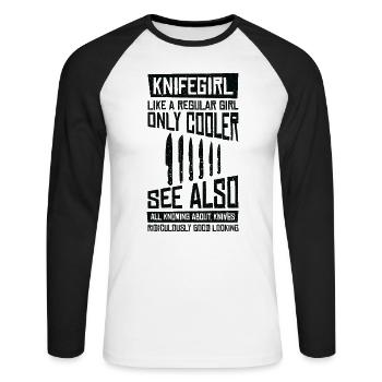 Knifemaking Knife Making Bladesmith Smithing Knife - Unisex Long Sleeve Baseball T-Shirt - white/black - Front - Nik (191cm)