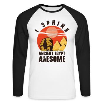 Egyptian Myth Ancient Hieroglyphs Symbols - Unisex Long Sleeve Baseball T-Shirt - white/black - Front - Nik (191cm)
