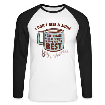 Music Coffee Music Fan Breakfast Songs - Unisex Long Sleeve Baseball T-Shirt - white/black - Front - Nik (191cm)