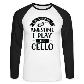 Musique Violoncelle Instrument Musique classique Violoncelliste - T-shirt baseball manches longues Homme - blanc/noir - Devant - Nik (191cm)