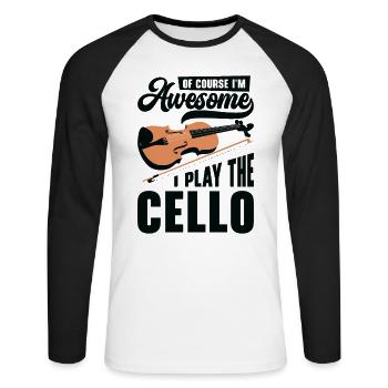 Musique Violoncelle Instrument Musique classique Violoncelliste - T-shirt baseball manches longues Homme - blanc/noir - Devant - Nik (191cm)