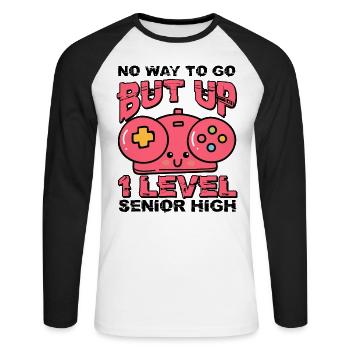 Teens Back to School No Way to Go Up One Level - Unisex Baseballshirt langarm - Weiß/Schwarz - Vorne - Nik (191cm)