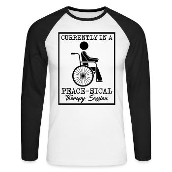 Physical Therapy Currently Peace Physical Therapy - Unisex Baseballshirt langarm - Weiß/Schwarz - Vorne - Nik (191cm)