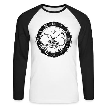 True Love Last Gothic Bones Skeleton Roses Death - Unisex Long Sleeve Baseball T-Shirt - white/black - Front - Nik (191cm)
