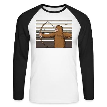 Traditional Archery Bigfoot Archer Arrow Bow - Unisex Long Sleeve Baseball T-Shirt - white/black - Front - Nik (191cm)