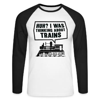 Zuglokomotive Transport Eisenbahnbegeisterte - Unisex Baseballshirt langarm - Weiß/Schwarz - Vorne - Nik (191cm)