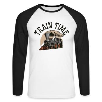 Train Transportation Locomotive Train Operator - Unisex Long Sleeve Baseball T-Shirt - white/black - Front - Nik (191cm)