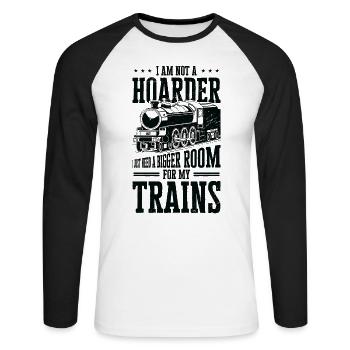 Zug Modelleisenbahn Erbauer Lokomotive Zug Fan - Unisex Baseballshirt langarm - Weiß/Schwarz - Vorne - Nik (191cm)