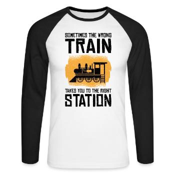 Train Transportation Train Lover Train Station - Unisex Long Sleeve Baseball T-Shirt - white/black - Front - Nik (191cm)