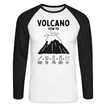 Volcano How To Geology Geologist Mineralogy - Unisex Long Sleeve Baseball T-Shirt - white/black - Front - Nik (191cm)