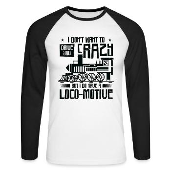 Triebfahrzeugführer Lokomotivführer - Unisex Baseballshirt langarm - Weiß/Schwarz - Vorne - Nik (191cm)