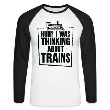 Zuglokomotive Transport Eisenbahnbegeisterte - Unisex Baseballshirt langarm - Weiß/Schwarz - Vorne - Nik (191cm)