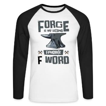 Schmiedeschmiede F Wort Messerherstellung - Unisex Baseballshirt langarm - Weiß/Schwarz - Vorne - Nik (191cm)