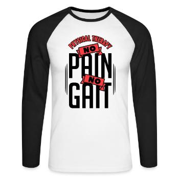 Physical Therapy No Pain No Gait Physics PT - Unisex Baseballshirt langarm - Weiß/Schwarz - Vorne - Nik (191cm)