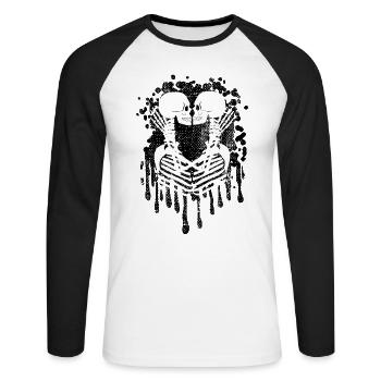 Squelette gothique tombant Amour votre tendre - T-shirt baseball manches longues Homme - blanc/noir - Devant - Nik (191cm)