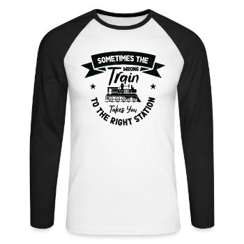 Train Transportation Train Lover Train Station - Unisex Long Sleeve Baseball T-Shirt - white/black - Front - Nik (191cm)