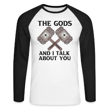 Ceci Les dieux et moi parlons de vous Viking Norse - T-shirt baseball manches longues Homme - blanc/noir - Devant - Nik (191cm)