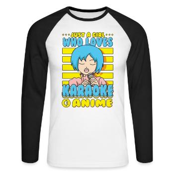 Just A Girl Karaoke Anime Sängerin Singen - Unisex Baseballshirt langarm - Weiß/Schwarz - Vorne - Nik (191cm)