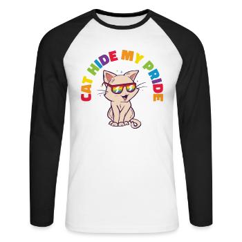 Cat Hide My Pride Chats LGBT et - T-shirt baseball manches longues Homme - blanc/noir - Devant - Nik (191cm)