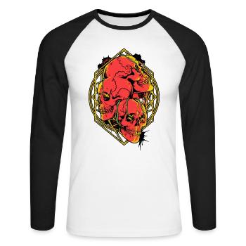 Skull Head and Scarf Gothic Bones Aesthetic Dark - Unisex Long Sleeve Baseball T-Shirt - white/black - Front - Nik (191cm)
