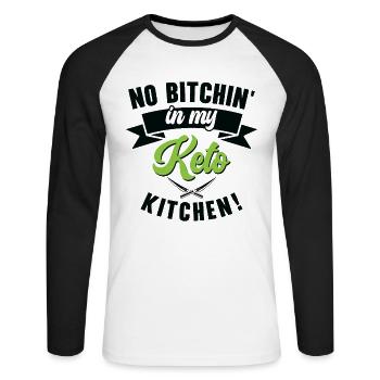Keto Diet Nutritionniste Cuisine - T-shirt baseball manches longues Homme - blanc/noir - Devant - Nik (191cm)