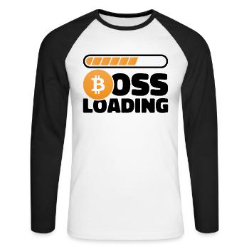 Bitcoin Crypto-monnaie BTC Chargement Chemise - T-shirt baseball manches longues Homme - blanc/noir - Devant - Nik (191cm)