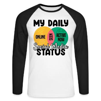 My Daily Social Media Status Venn Diagram Shirt - Unisex Long Sleeve Baseball T-Shirt - white/black - Front - Nik (191cm)